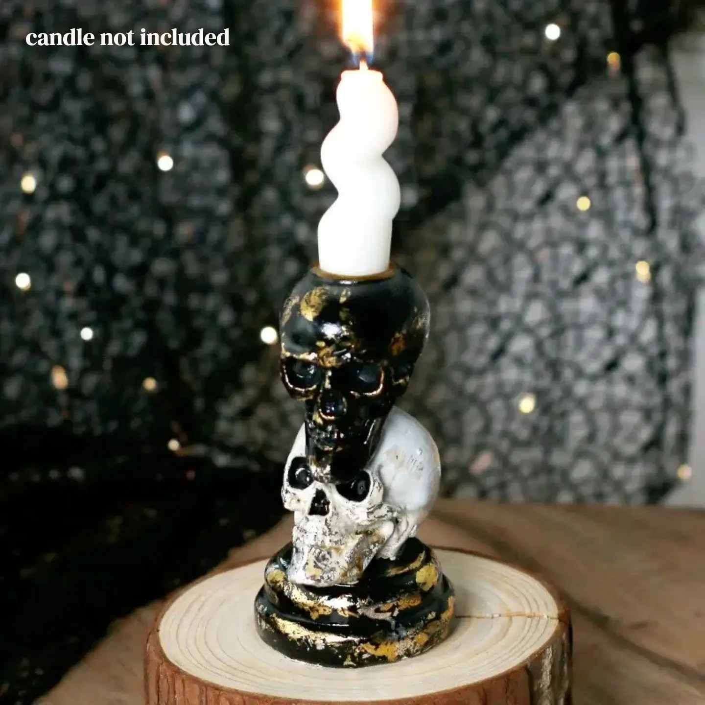 1pc Dual Color Skull Decorative Candle Holder, halloween decoration Gothic Home Decor, Unique Desktop Ornament, Creative Skull Design, Mystical Atmosphere, Dark Style Collector's Item，home decor