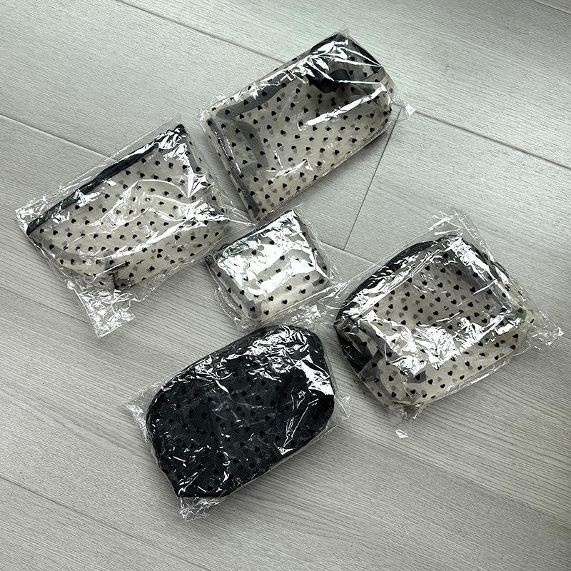 Mesh Makeup Bag Set, Heart Print Cosmetic Bag, Portable Travel Toiletry Bag for Women, Cute Makeup Organizer Pouch Mesh Makeup Bag Set, Heart Print Cosmetic Bag, Portable Travel Toiletry Bag for Women, Cute Makeup Organizer Pouch