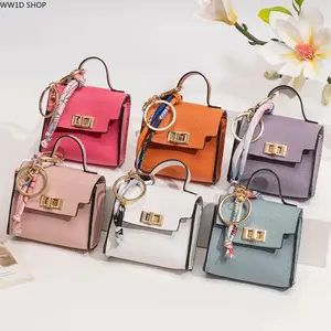 Mini Square Bag Pendant Keychain  Mini Square Bag Pendant Keychain, Leather Coin Pouch Charm for Handbags Backpacks and Car Keys, Compact Storage Accessory with Colorful Strap