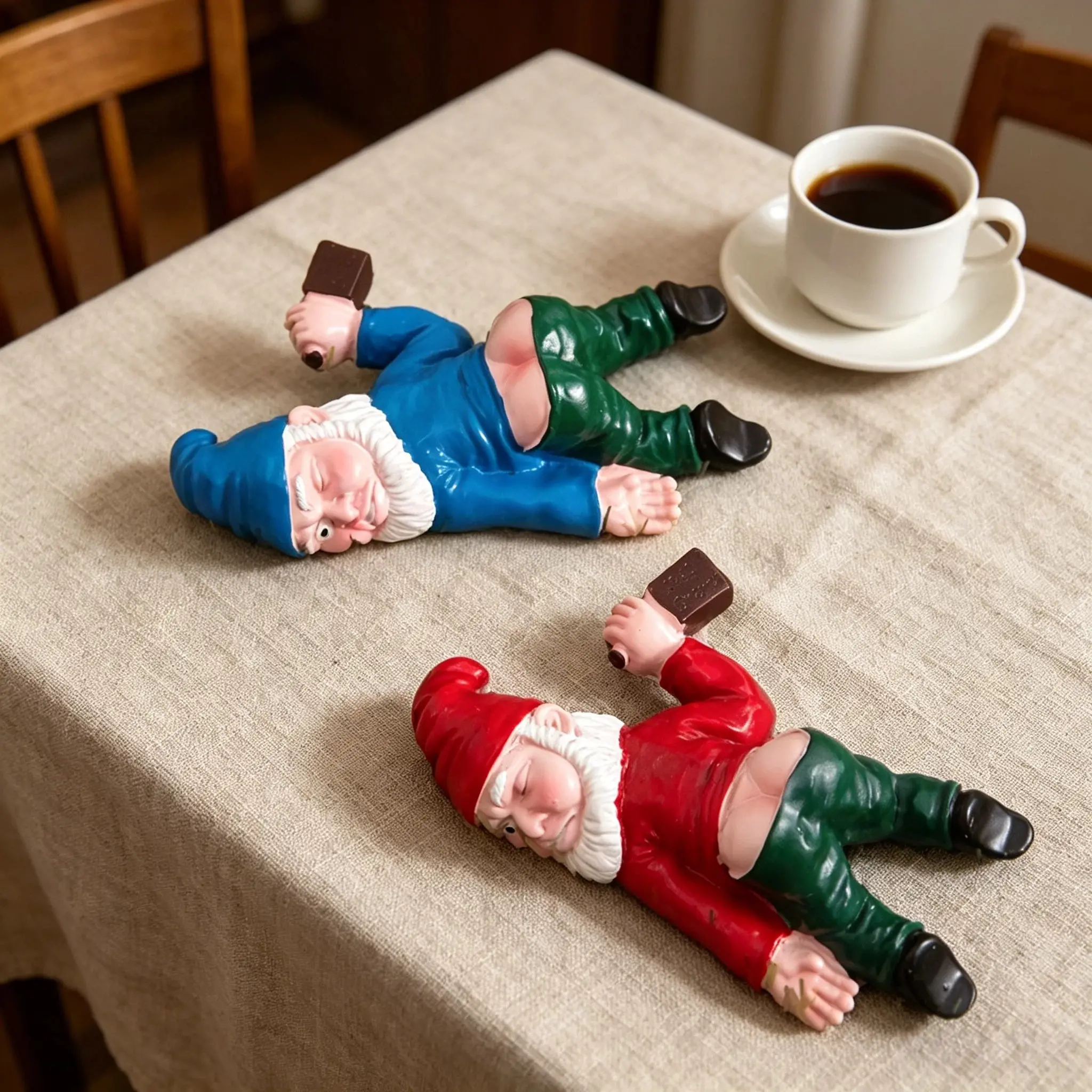 Funny Resin Figurine Set, Retro Style Drunken Dwarf Holding Wine Bottle, Home & Garden Decor, Perfect Gift for Young Adults