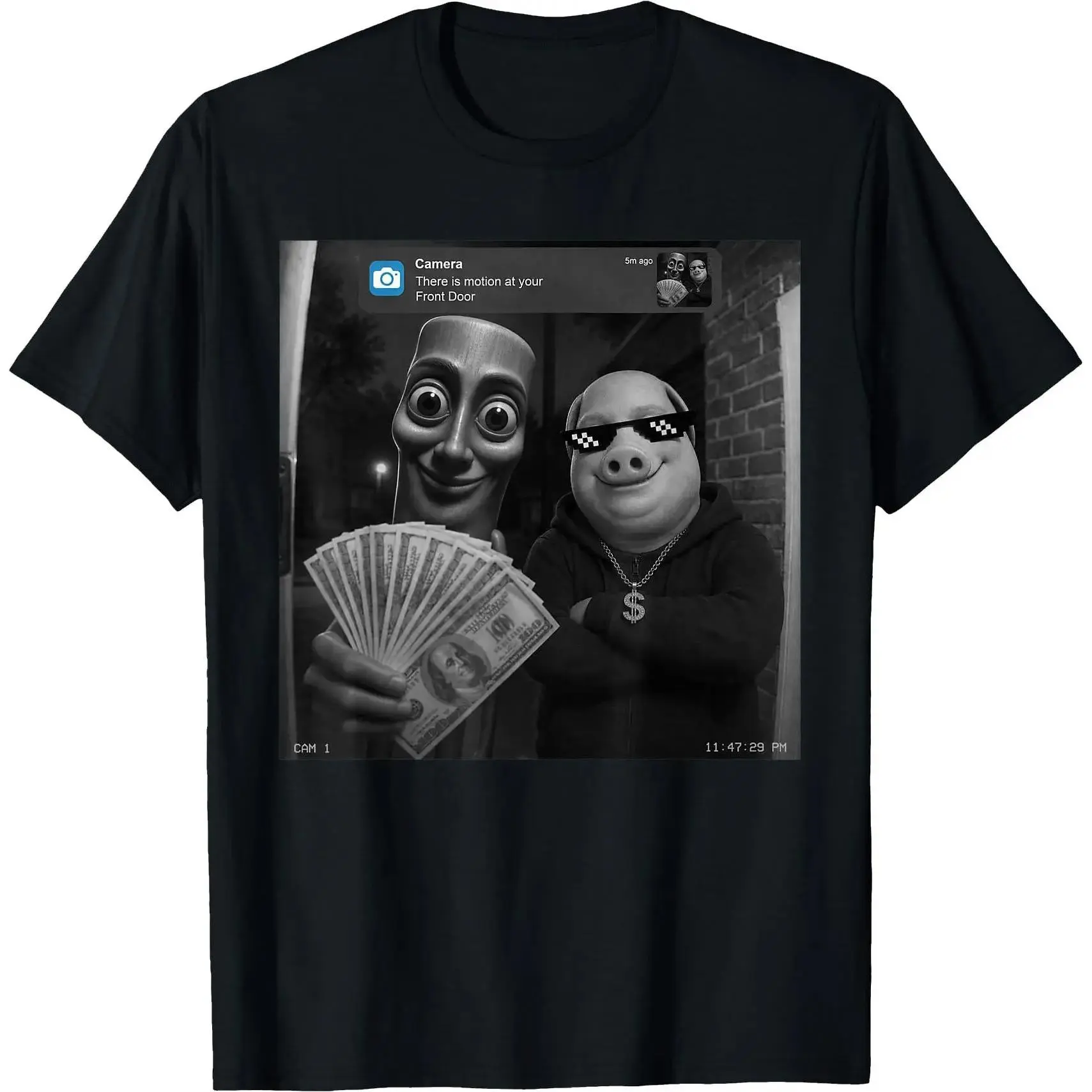 100% Cotton Tung Tung Tung Sahur John Pork There is Motion at Your Front Door Meme Brainrot T-Shirt Funny Graphic Tees vintage t