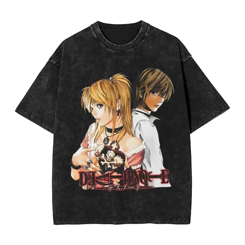 Manga DEATH NOTE T Shirts L Lawliet Graphic Print T-Shirts Washed Oversize Tshirt Short Sleeve Cotton Soft Tee Men Women Clothes