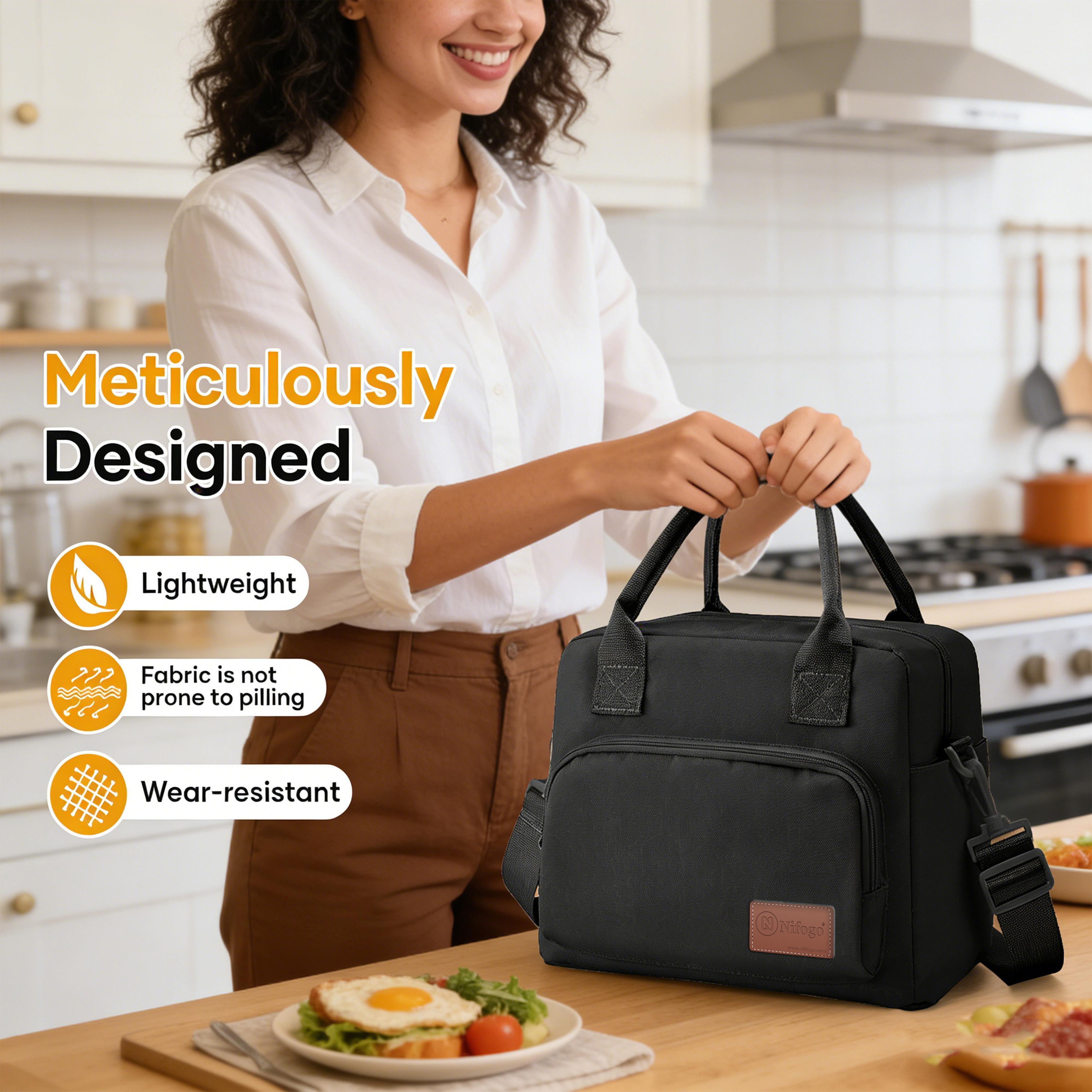 Insulated Lunch Bag 11L Large Capacity Water Resistant Portable Cooler Tote for Women Men Work Picnic Eco Friendly Reusable Kitchen Utensils