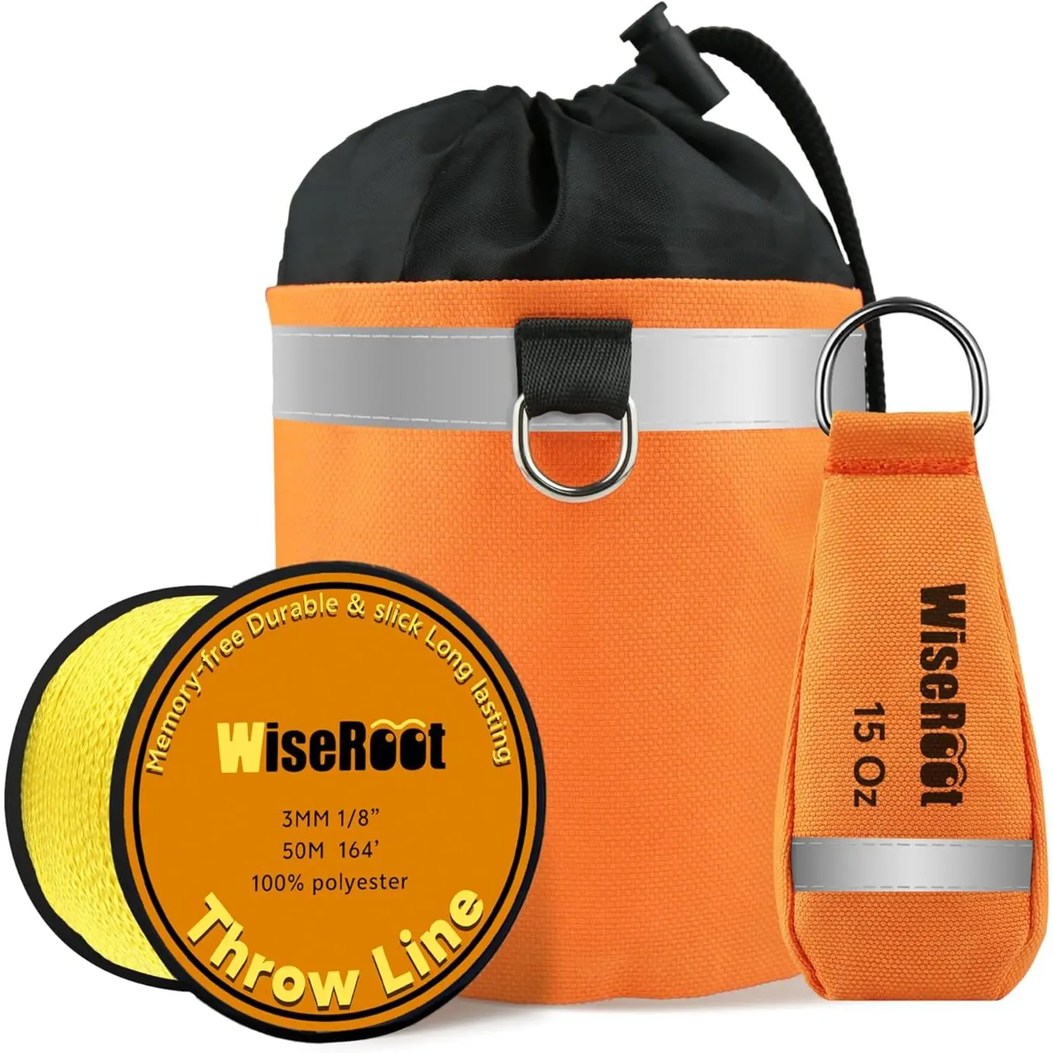 Arborist Throw Line Kit - Ultra Slick Rope, 11/15oz 900D Weight, Reflective Bag, Climbing Gear for Tree High Limb Rigging Work