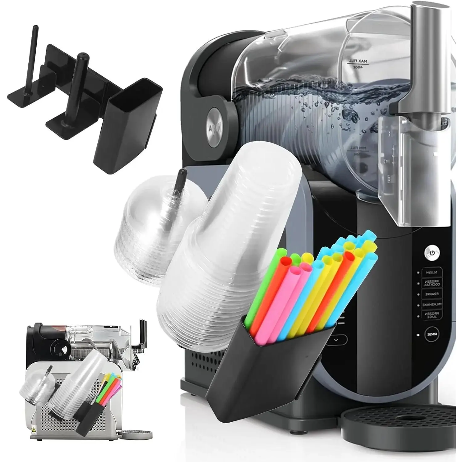 Slushie Machine Cup Organizer - Cup Organizer For Ninja Slushie Machine FS299 FS301 & FS300-3-in-1 Side-Mounted Holder For Cups, Lids & Straws Cup Holder  Ninja Slushy Accessories
