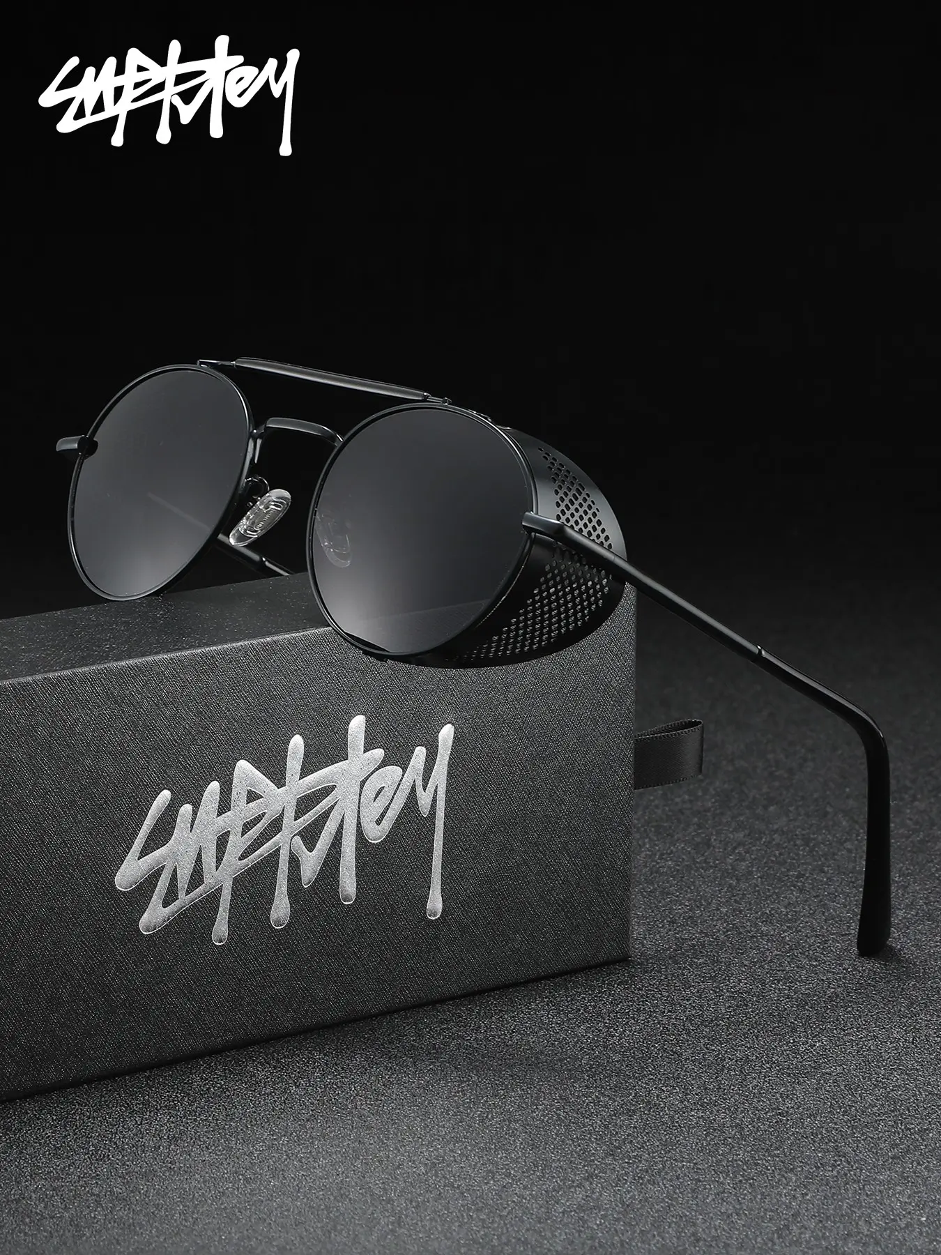 SUPKLEY Sunglasses Gold Frame UV400 Anti-Glare Round Pilot Vintage Sun Glasses Male Festival Party Street