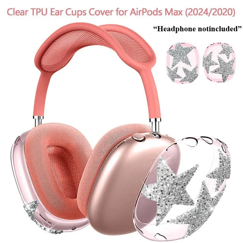 Transparent Star Print TPU-PVC Over-Ear Headphone Case, Full Coverage Anti-Scratch Dustproof Accessory with Ear Cushion & Headband Protection, Accessories