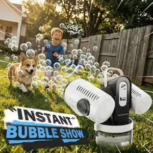 Double-Head Remote Control Bubble Machine, RGB Atmosphere Light, Rechargeable Long Battery, 360° Auto Rotation, Party Essential Gift