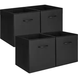 4-Pack Minimalist 13-in Leather Pet Storage Boxes with Handle, MDF Cube Organizer Baskets with Slide Function for Shelves, Collapsible Dog & Cat Accessory Bins