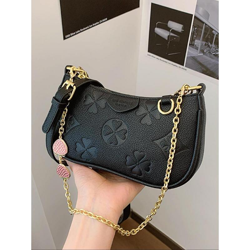 BIGWIG Women's Fashionable Floral Pattern Crossbody Bag, Casual PU Leather Zipper Shoulder Bag for Daily Used, Trendy Versatile High-quality Daily Commuting Bag