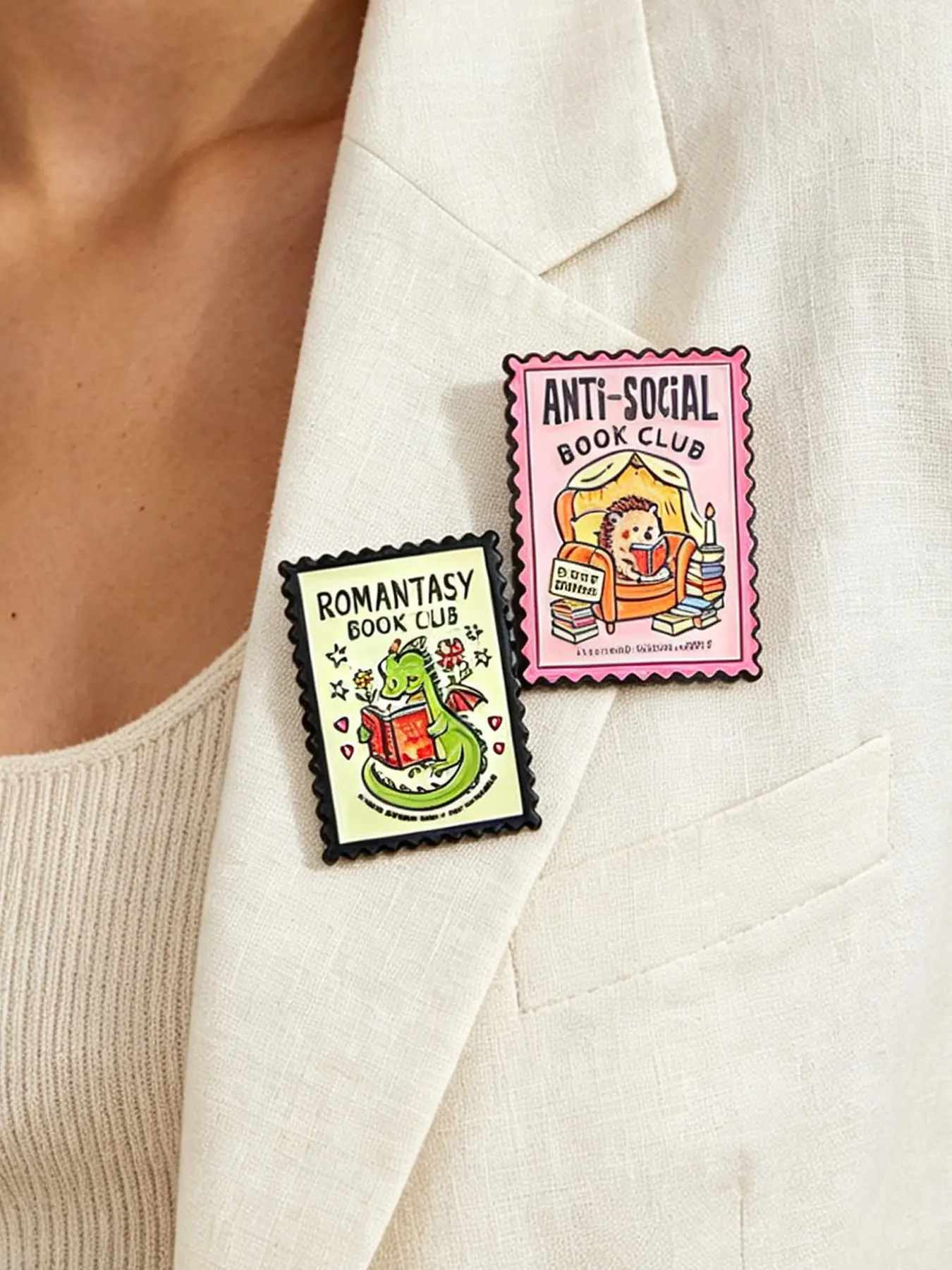 2 Pcs Reading Club Enamel Badges, Book Quote Pins, Backpack Hat Collar Badges, Fashion Accessories, Animal Jewelry, Friendship Gifts
