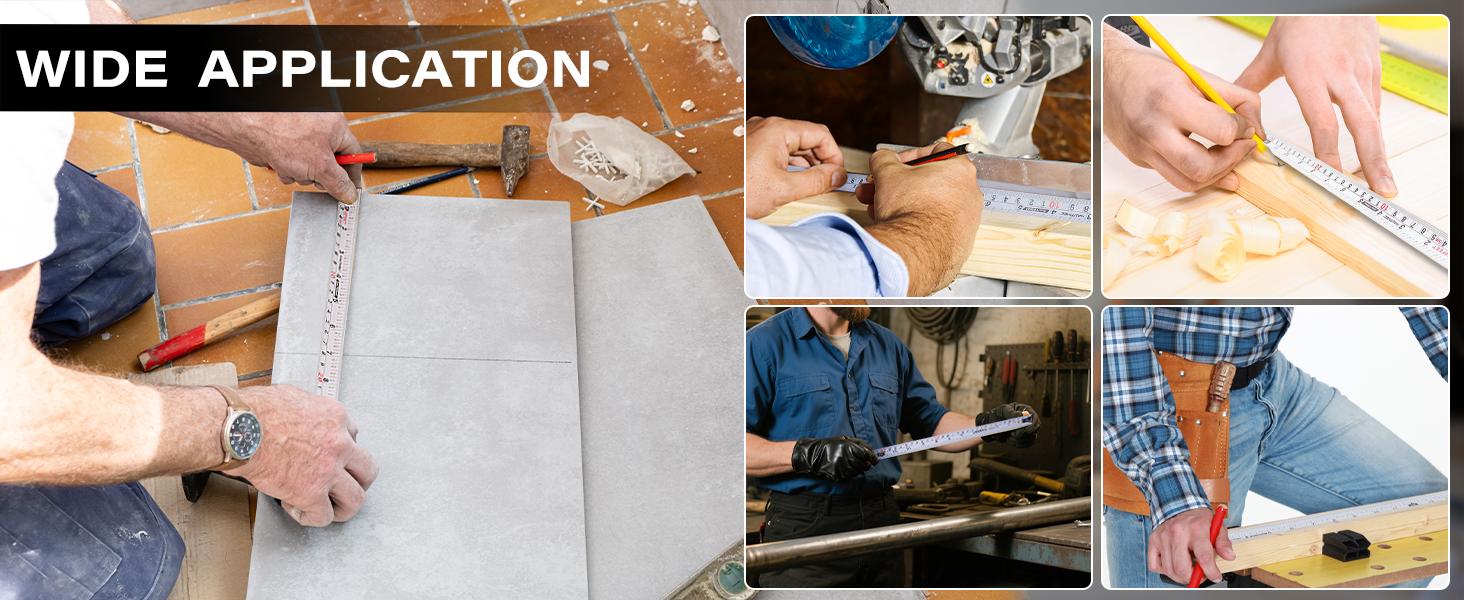 Tape Measure 16ft/5m 6-Pack with Magnetic Hook & Finger Brake Lock |   Fraction 1/8" Dual Metric and Imperial Scale |   Compact for Builders, Woodworkers & Wholesale 25039