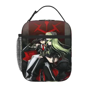 Code Geass Lunch Bag Water Resistant Reusable Handbag with Sturdy Zipper Insulated Code Geass Lunch Box Bag and Matching Code Geass Lunch Tote Great for School Office Beach and Camping