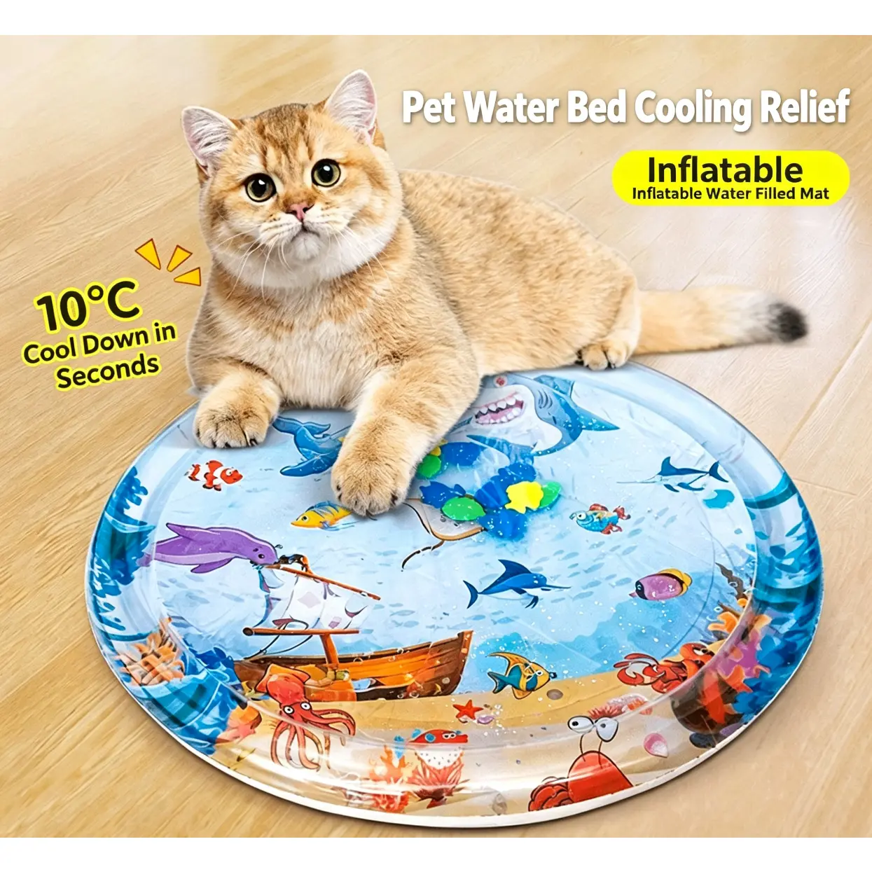 Cool Water Filled Pet Cooling Mat Inflatable Water Bed Waterproof Non Slip Summer Cool Pad For Small Medium Dogs Cats Heat Relief Great Pet Supplies Smart Pet Home Gift