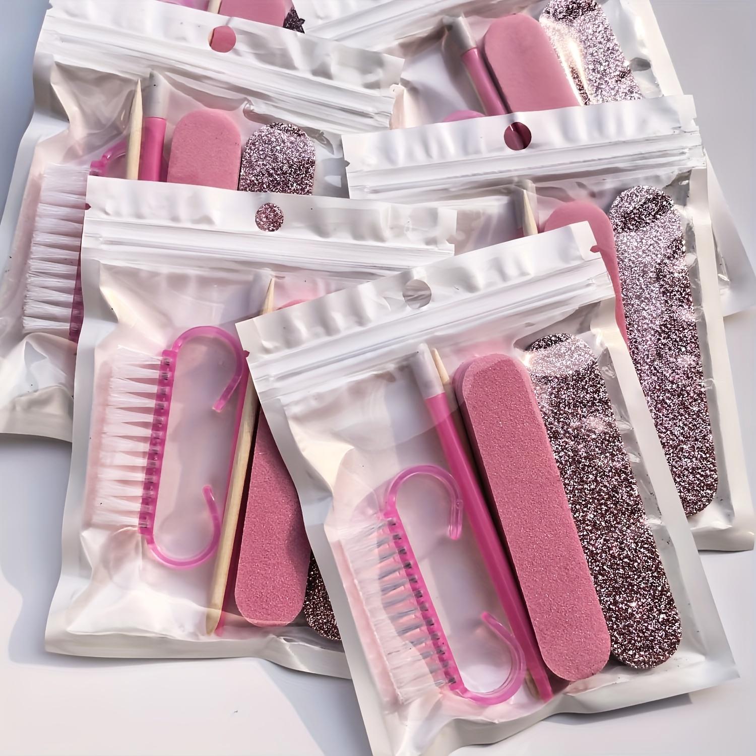 [Manicure Pedicure Set] 5pcs Per Pack, Manicure And Pedicure Set, Mini Nail File And Orange Nail Stick Set, Double-Sided Disposable Nail File, Wooden Cuticle Pusher, Nail Cleaning Tools, Nail Stick, Nail Art Brush