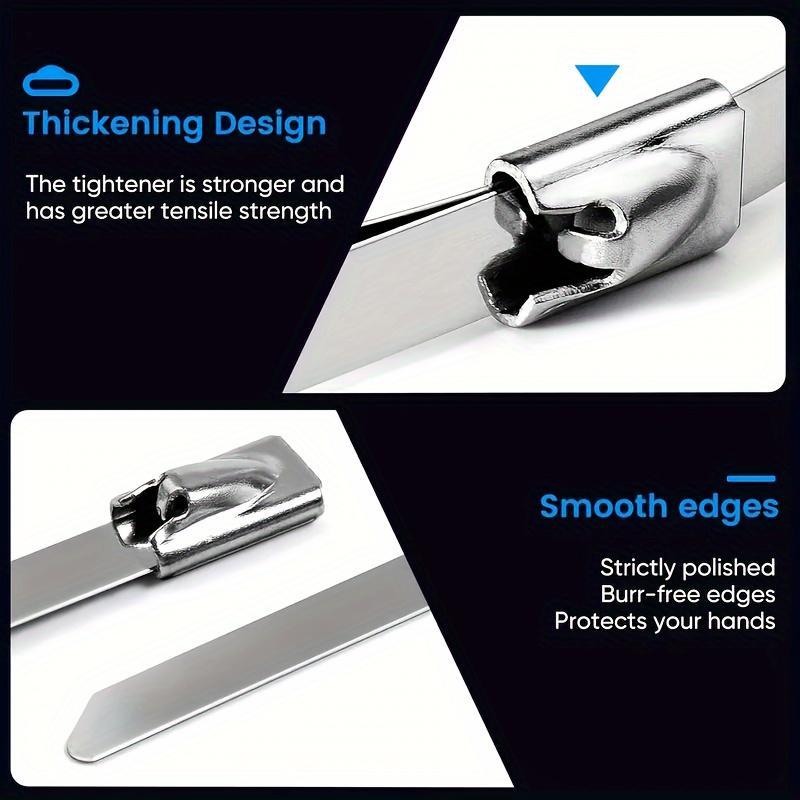 Stainless Steel Wire Cable Ties, 100pcs Multipurpose Self-locking Cable Ties, Heat Resistant Cable Ties for Mechanical, Vehicle