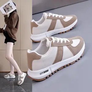 2026 Autumn New Women's Sports Shoes, Student Color-Block Hong Kong Style Round-Toe Dad Shoes, Casual German Training Shoes