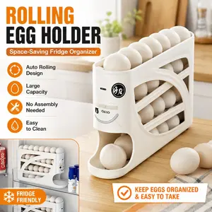 1pc Refrigerator Automatic Egg Holder. Self-dispensing. Effort-saving & Space-saving. Large Capacity Stackable Egg Storage Organizer. Makes Egg Storage Easier. Significantly Increases Kitchen Space. Kitchen Refrigerator Egg Fresh Storage Box