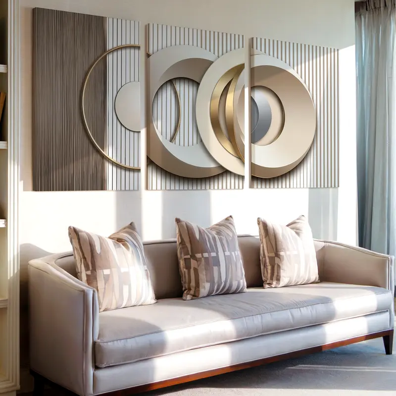 3-Piece Modern Geometric Circles Neutral Large Wall Art Prints, Home Decor for Indoor Living Space, Home Decor Items, Indoor Use