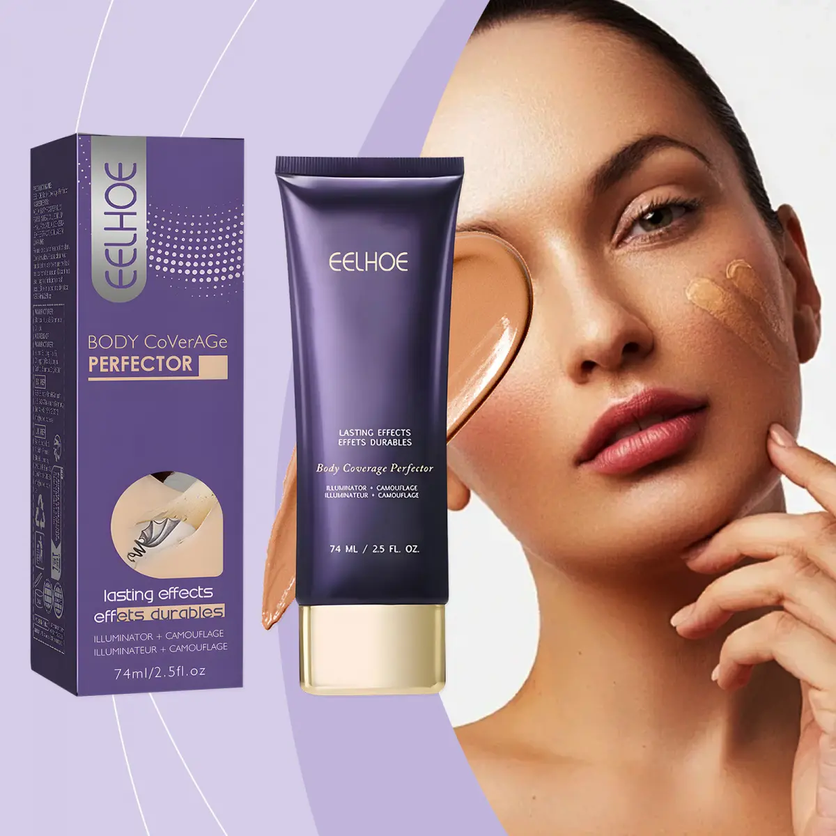EELHOE Dark Shade Body Coverage Perfector With Hexanediol & Sodium Hyaluronate, Multi Use Face & Body Concealer Cream, Full Coverage Hide Scars Spots Tattoos Even Uneven Skin Tone Long Lasting Transfer Resistant Waterproof Body Makeup For All OccasionsPre