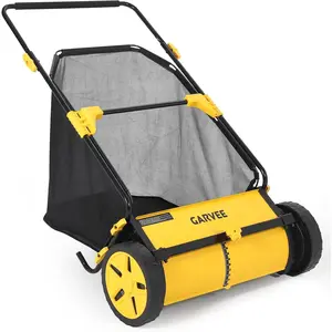 26-Inch Manual Push Lawn Sweeper, 10-Precision Position Height Adjust, 7 Cu.Ft Wheel-Driven Leaf & Grass Collector, 1-Second Vertical/Upright Standing, 10-Speed for Lawn & Driveway