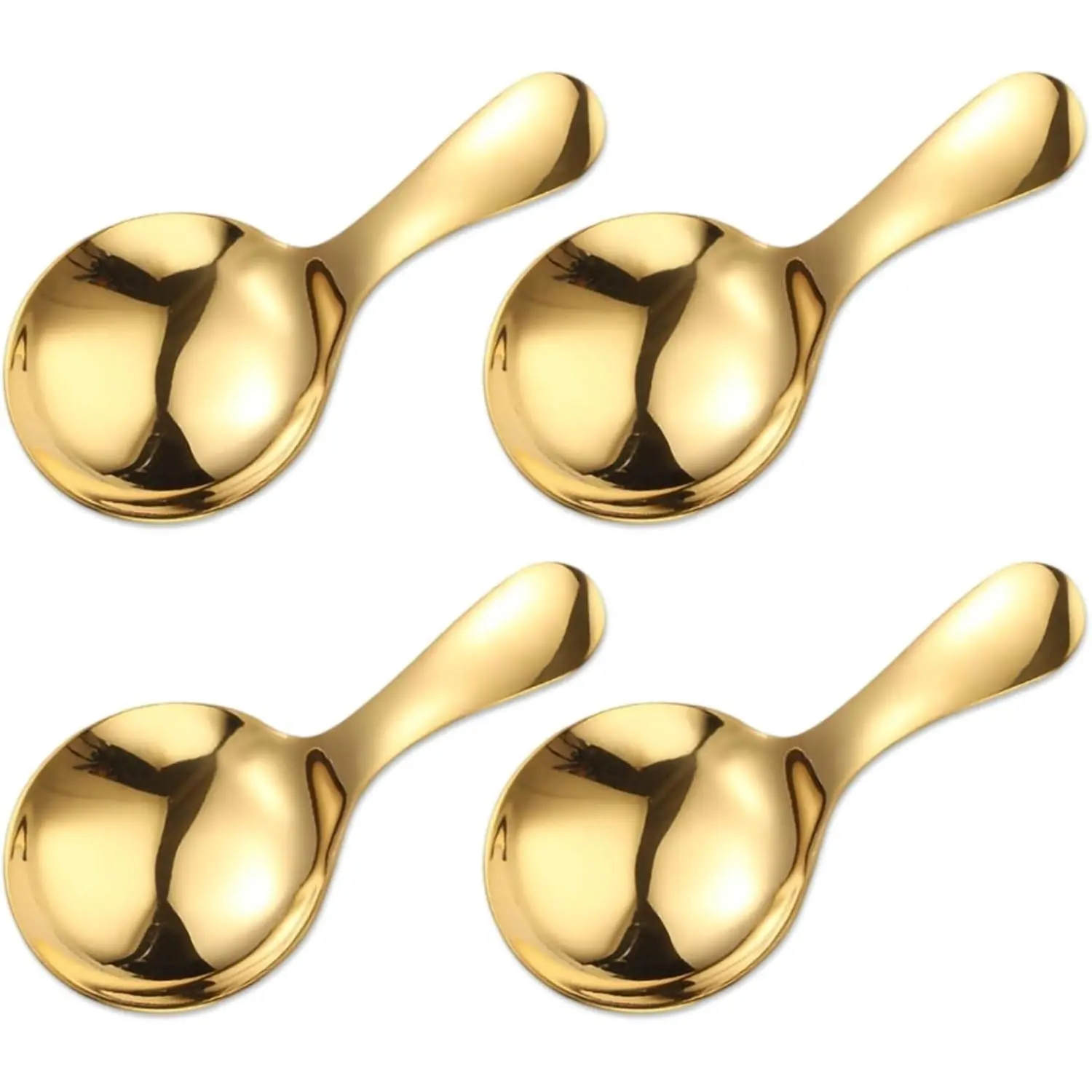 Mini Scoop Spoons 4PCS, Mini Scoops for Candy Small Scoops for Canisters Sugar Spoon Gold Ice Cream Scoop for Small Coffee Scoops for Candy Buffet Condiments Dessert(Gold)