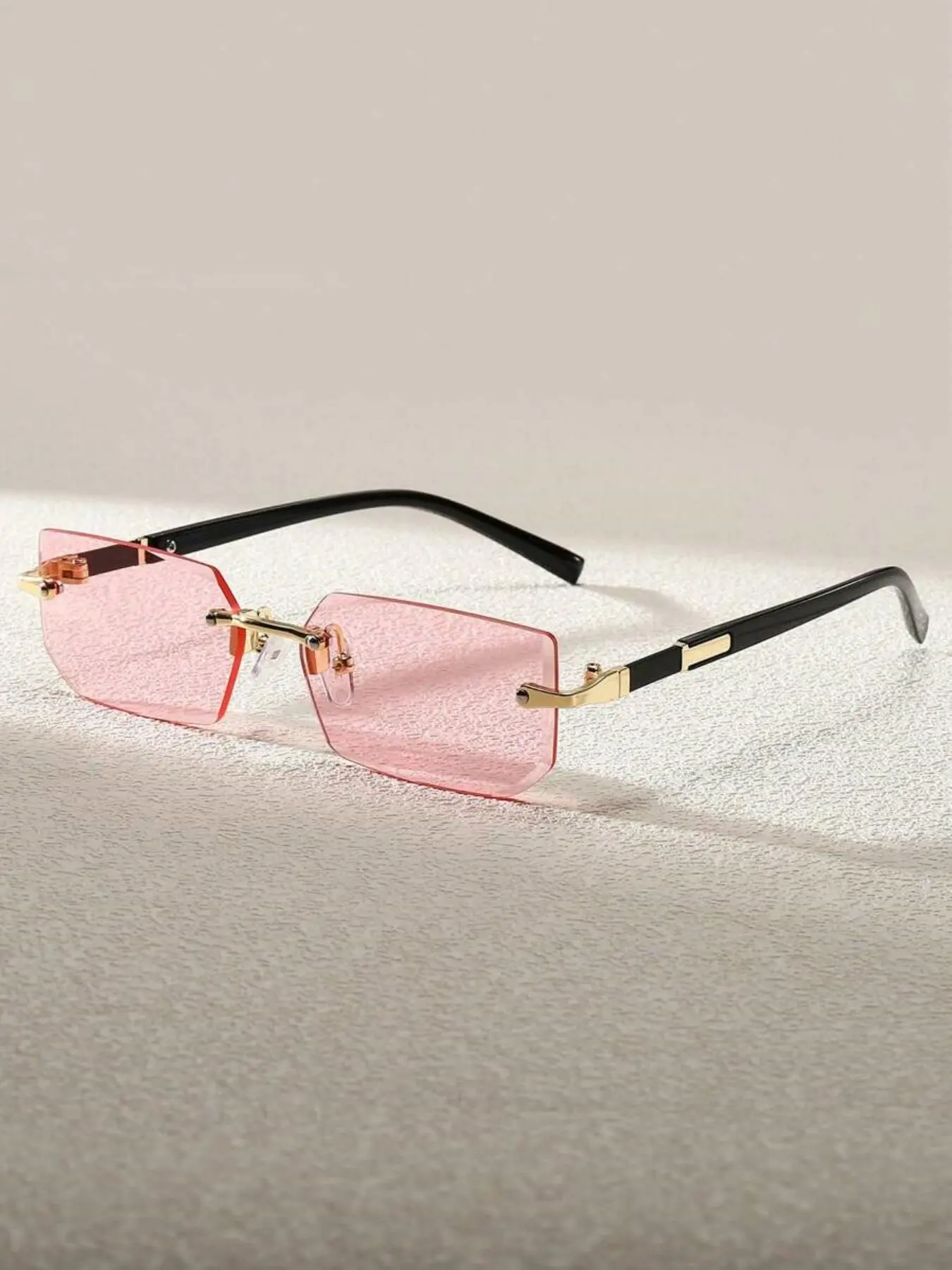 Unisex Simple Style Rimless Sunglasses, Modern Trendy Sunglasses, Trendy Casual Tinted Lens Sunglasses for Everyday Use, Fashionable Sunglasses, Minimalist Sunglasses, Fashion Accessories for Outdoor Activities, Summer Sunglasses