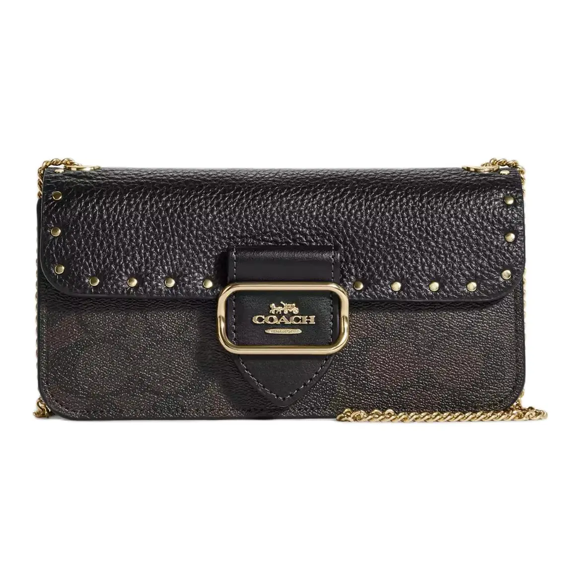 Coach Morgan 20 Classic Monogram Satchel with Rivet Detail – Small Black Leather Crossbody Bag for Women Verifiable, with credentials and supporting global authentication