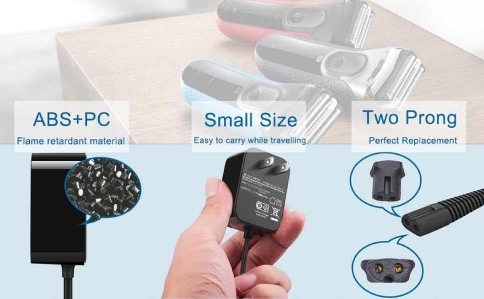 Charger Replacement for Braun Charger,12V Power Cord Compatible with Braun Shaver Series 3/5/7/9/1,Razor 3040s 310s 340S, 5018s, 740S, 7865, 9290cc, 9095cc and more models