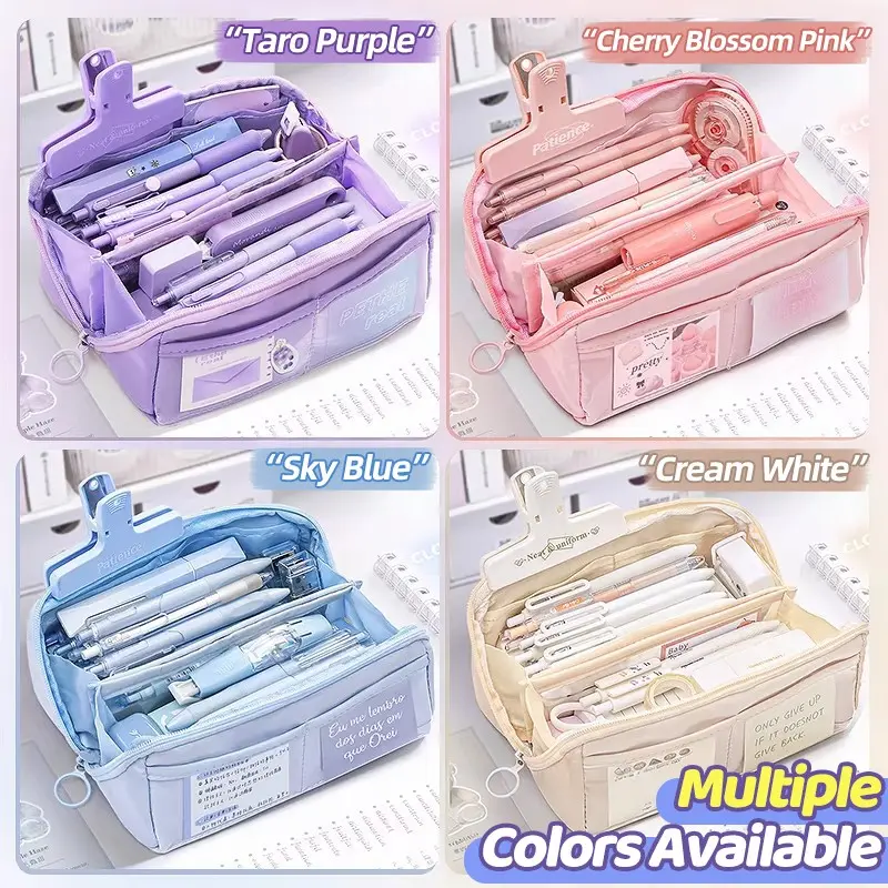 Multifunctional Zipper Pencil Case, Large Capacity Oxford Fabric Storage Bag, Portable Makeup Bag, Ideal for Office, School, Birthday Gift