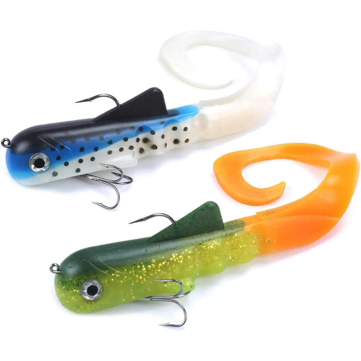 8"/12" Pike Musky Dawg Soft Plastic Swimbait - Pre-Rigged Treble Hooks for Northern Pike & Musky Fishing,Freshwater Lure for Trolling in Deep Lakes and Casting in Weedy Rivers