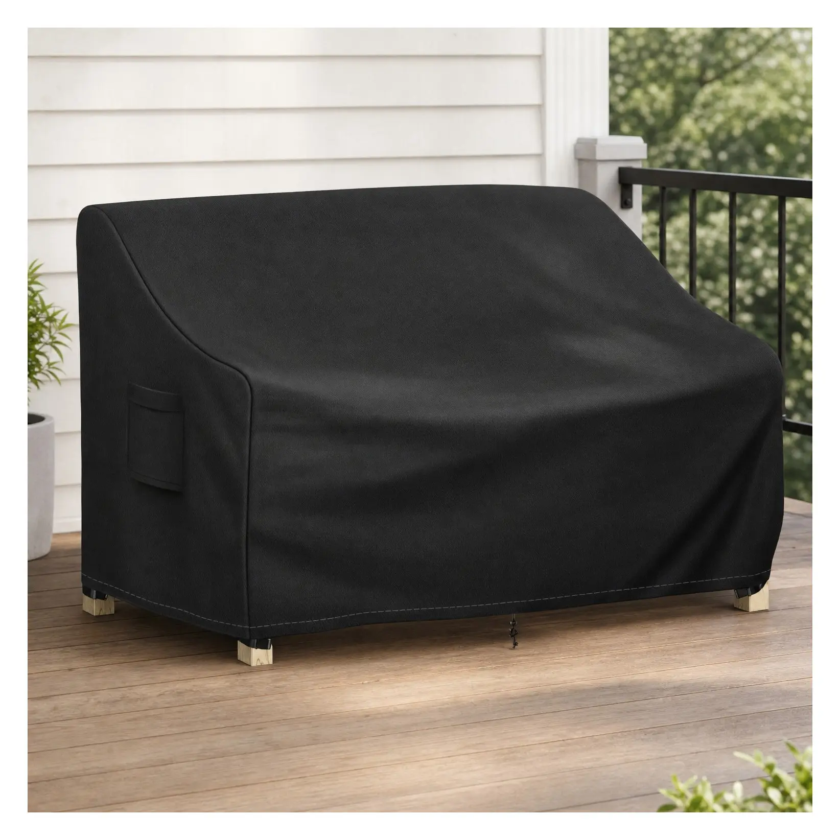 Waterproof Patio Loveseat Cover, 2-Seater Outdoor Furniture Cover, 54W x 37D x 35H Inches, BlackGift