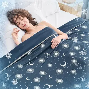 Cooling Blanket Queen Size (90"x90") - Sided Cooling for Hot Sleepers, Cool Lightweight Summer Blanket for Sofa Bed Couch, Travel, Warming Gifts New Home Midnight Navy
