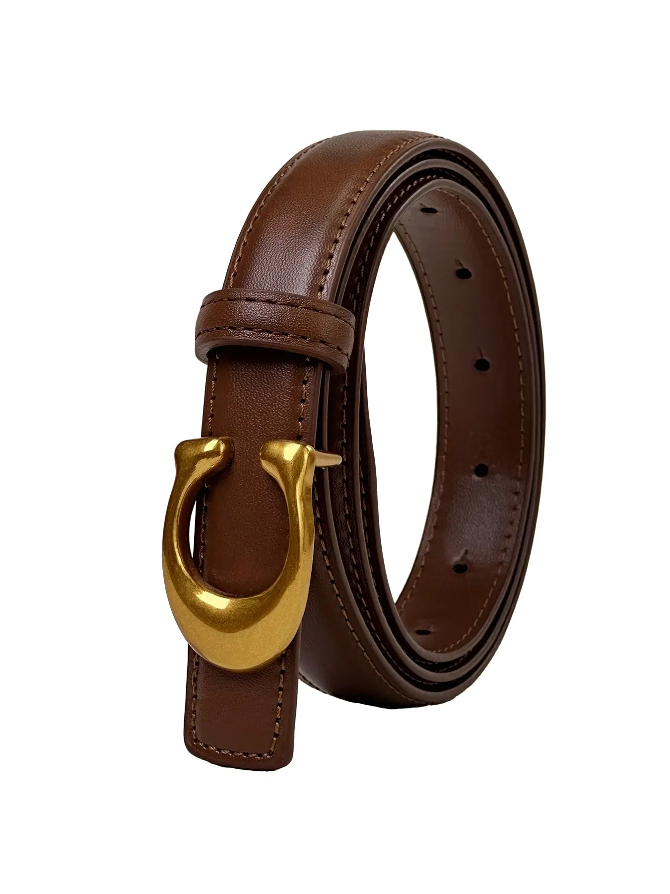 Fashionable Women's Alloy Letter Buckle Belt, Slimming Waistband for Dresses and Blazers, Elegant Plain Design, All-Season Accessory