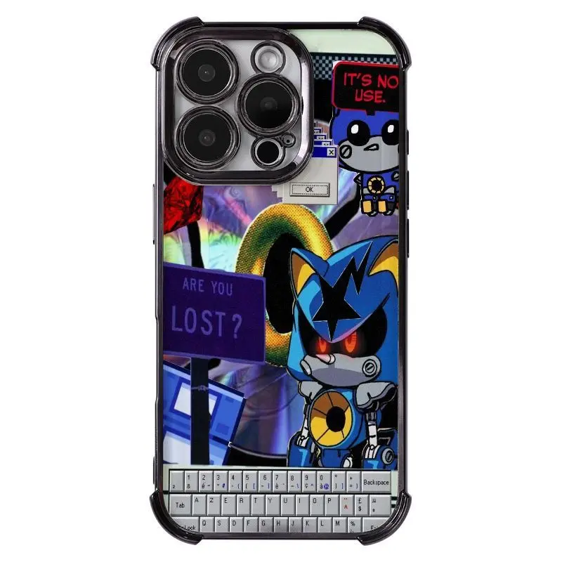 Retro Colorful Metal The Hedgehog Magsafe Phone Case,for iPhone 17/16/15/14/13/12 ProMax/Plus and Samsung Galaxy S22-26 hock-absorbing, anti-drop protective case, lightweight