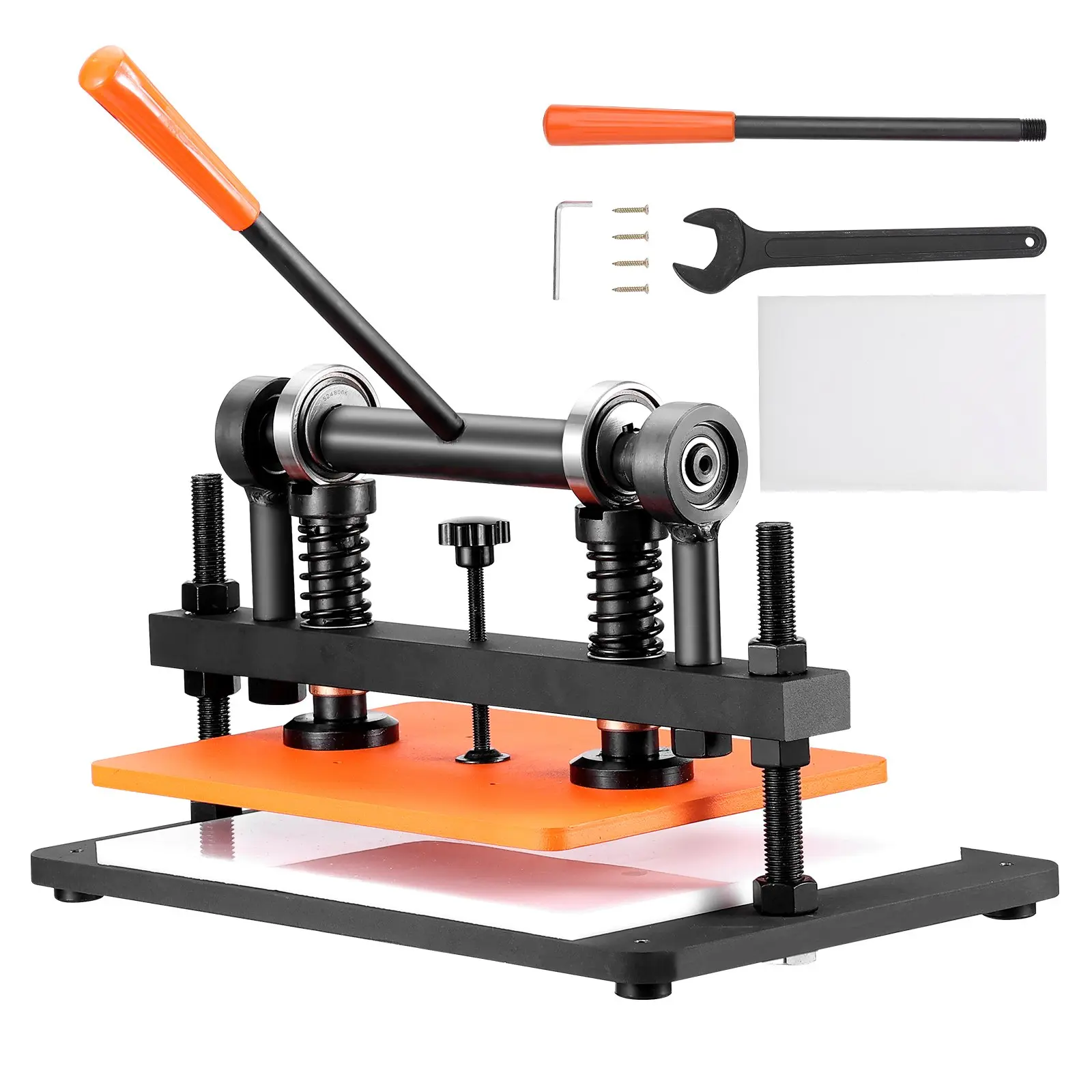 VEVOR Leather Cutting Machine, 14.2x 10.2 in Embossing Plate Manual Die Cutter, 0.47 in Pressure Stroke Dual Guide Shafts Die Cut Machine, Leather Embossing Machine for Various of Materials