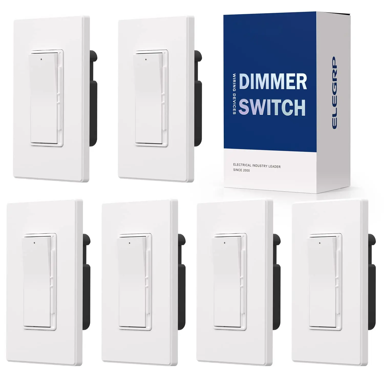 Digital Dimmer Light Switch for 300W Dimmable LED/CFL Lights and 600W Incandescent/Halogen, Single Pole/3-Way LED Slide Dimmer, Wall Plate Included, UL Listed, 6 Pack, Matte White