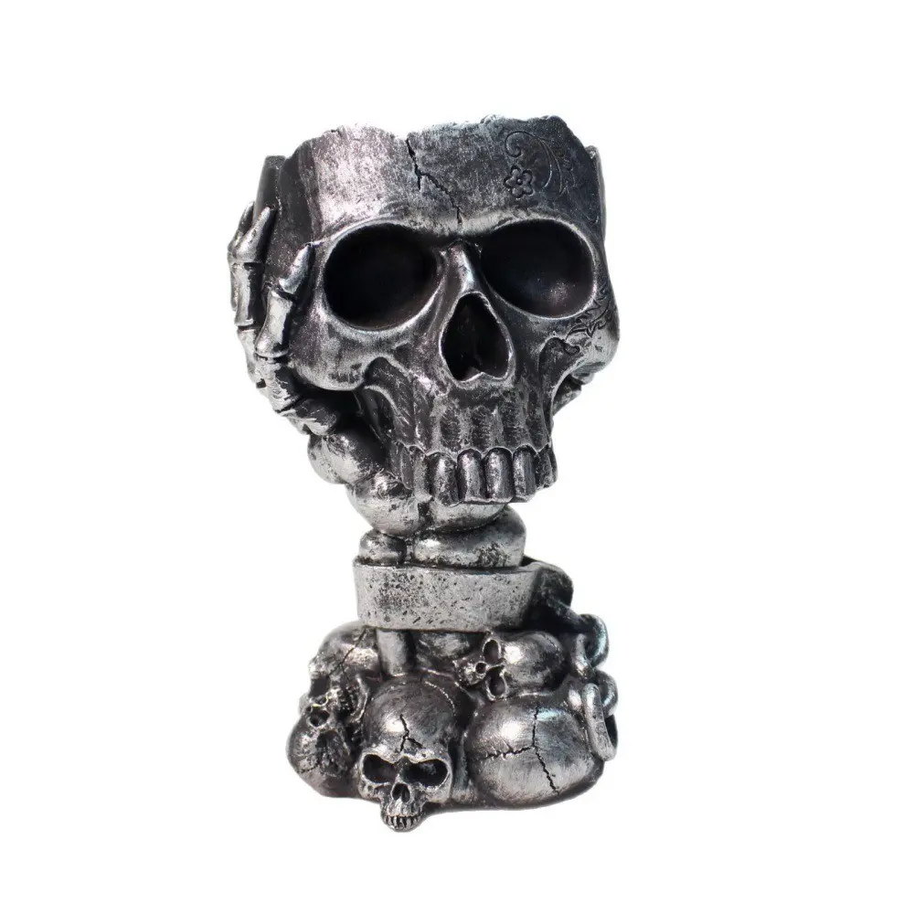 Handheld Small Skull Storage Halloween Decoration, Office Home Desktop Succulent Planter, Festive Ornament for Indoor Plants, Resin Planter