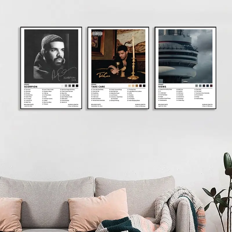 3 Piece Set Drake Scorpion Take Care Views Music Album Cover Canvas Posters, Hip Hop R&b Style, Modern Art Decor, Bedroom Office Wall Decor