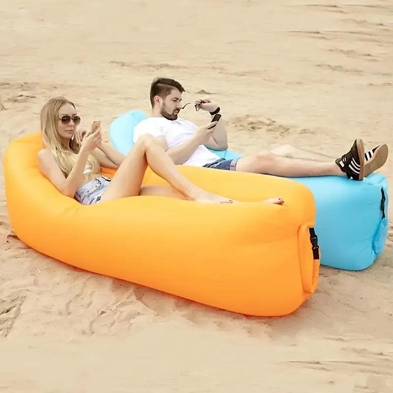 Inflatable Sofa, 1 Count Foldable Soft & Fast Inflation Sofa for Camping & Lounging, Portable Inflatable Bed for Outdoor Camping, Camping & Hiking Equipment, Folding Couch