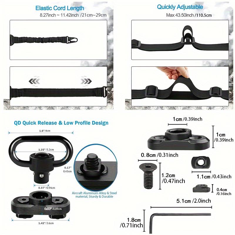 Tactical Gun Sling, 1 Set Adjustable Length Elastic Buffer Gun Sling with 360° Rotation Hook, Universal Adaptation, Outdoor Activities, Sports