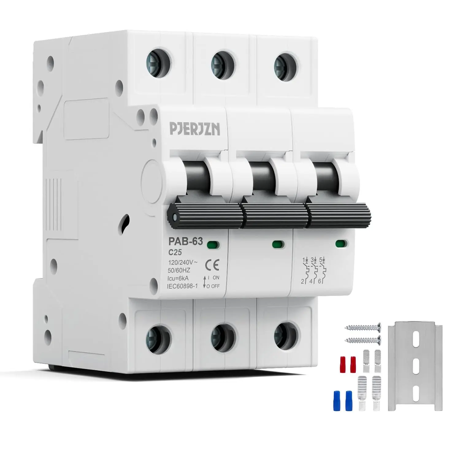 Miniature Circuit Breaker 120/240V 25Amps 3Pole Circuit Breaker DIN Rail Mount, Thermal Magnetic AC Disconnect Switch for House Electrical Emergency Generators (25 Amp)