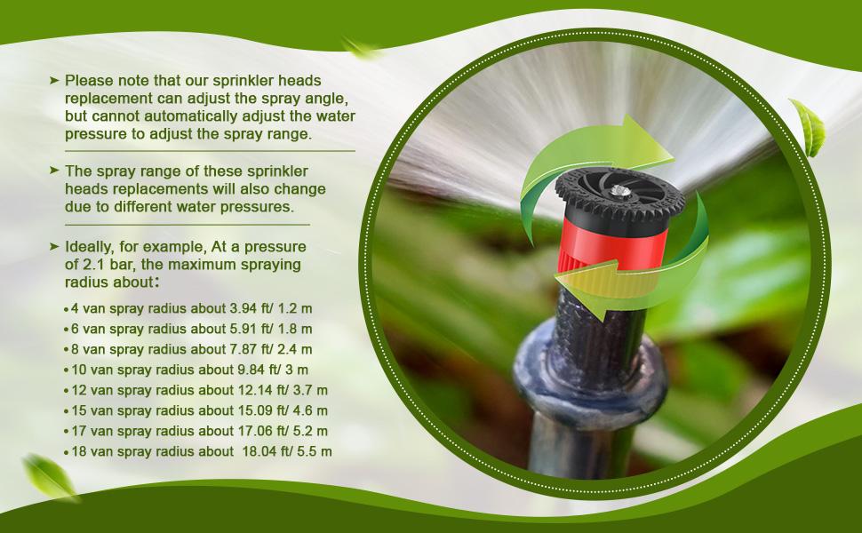 16 Pcs Variable Arc Nozzle Radius High Efficiency Replacement Pop up Sprinkler Heads Compatible with Rainbird, Hunter, Orbit Pop-up Sprinklers(Blue,6 Van)