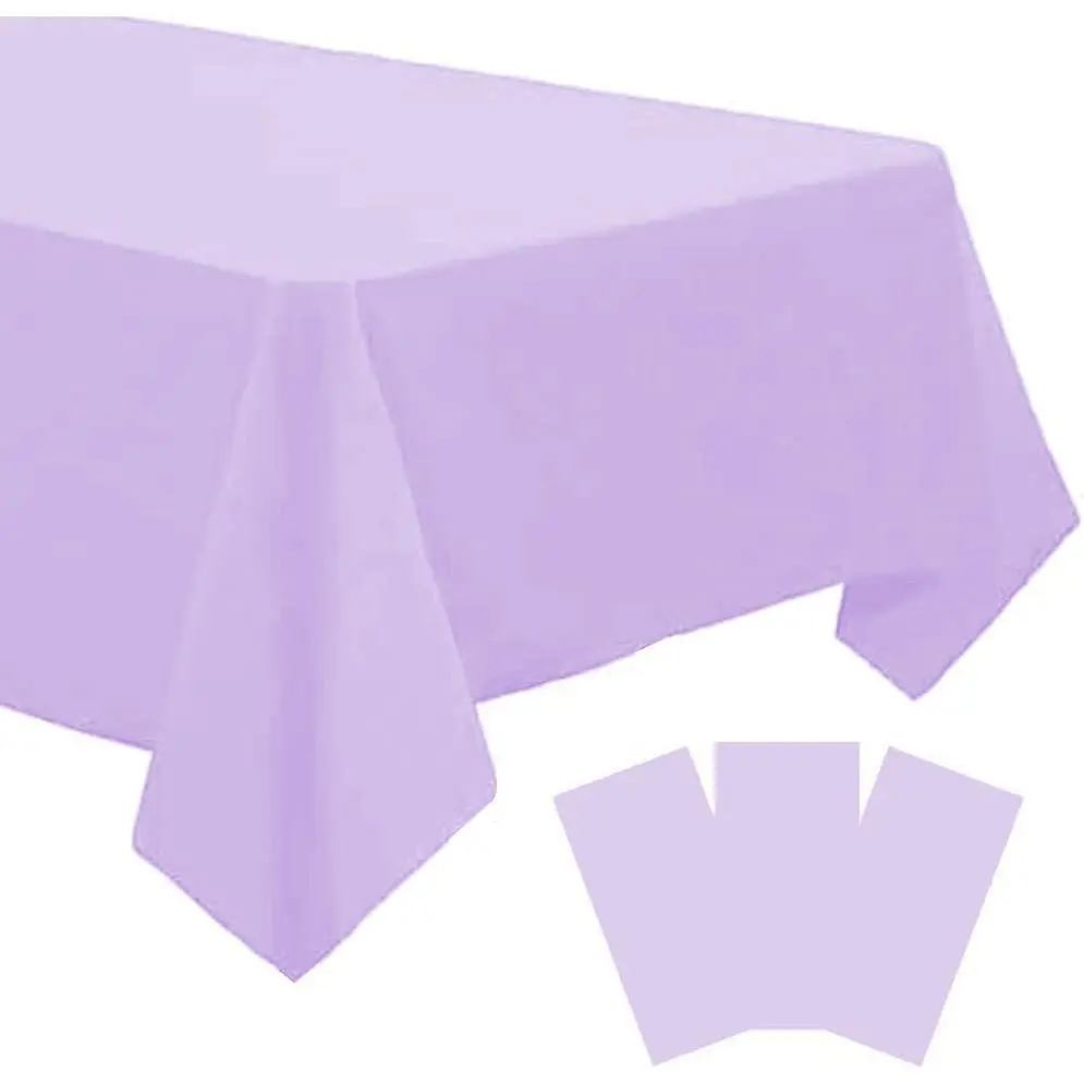 3 Pack Pastel  Disposable Tablecloth, 54" x 108" Lilac  Plastic Table Covers, Decorative Rectangle Tablecloth for Parties, Events, Wedding, Inddors & Outdoors