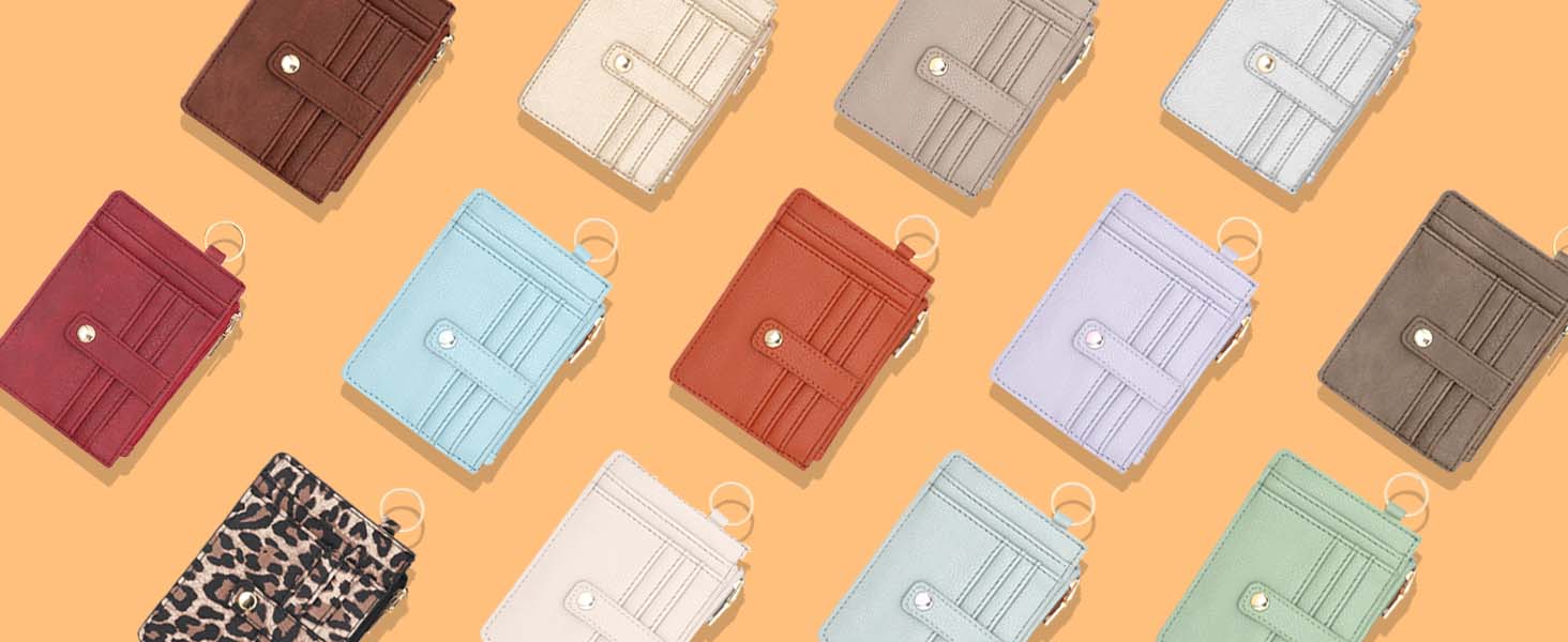 Wallet Keychain Wristlet for Women,Slim RFID Credit Card Holder Purse Tassel Keychain Bangle Key Ring for Men Women