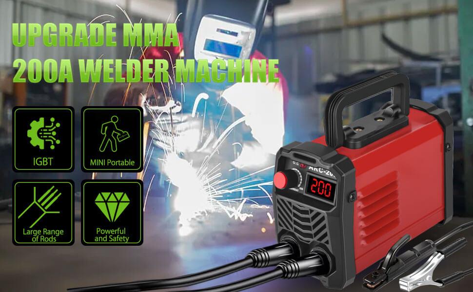 200Amp 20PCS Rods Stick Welder, Super MINI Portable Welding Machine, IGBT Inverter Welder Machine 110V with Hot Start Arc Force Anti-Stick, for 1/16"-1/8" Rod ARC Welder, 2 Chip Hammers (Red) 200Amp 20PCS Rods Stick Welder, Super MINI Portable Welding Machine, IGBT Inverter Welder Machine 110V with Hot Start Arc Force Anti-Stick, for 1/16"-1/8" Rod ARC Welder, 2 Chip Hammers (Red)