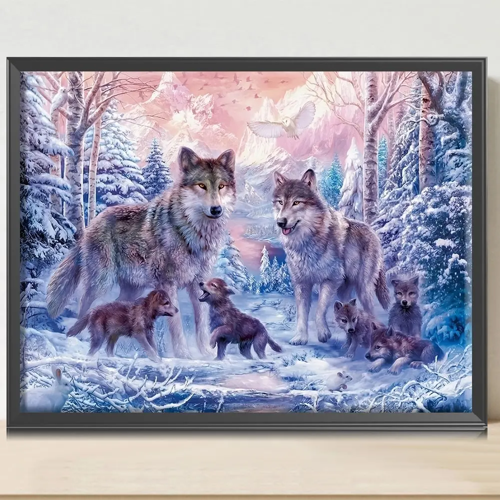 Wolf Pattern DIY Diamond Arts Colorful Painting Kit without Frame, DIY 5D Diamond Arts Colorful Painting Kit, Wall Art Decor for Home