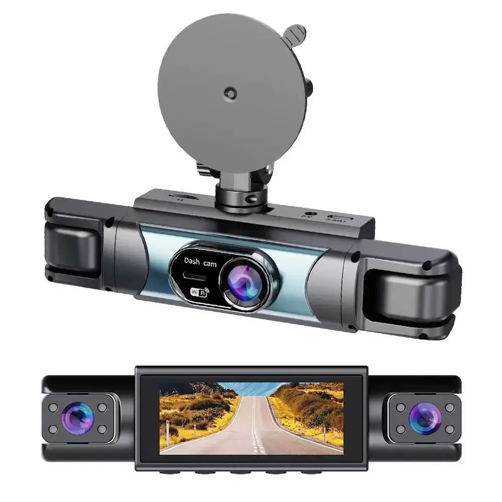 4 Lens 360 Surround View Dash Cam Four Channel 1080P FHD 3.18 Inch IPS Screen Built In 2.4GHz WiFi App Control WDR Loop Recording Reverse Assist Full Panoramic Car Security Recorder