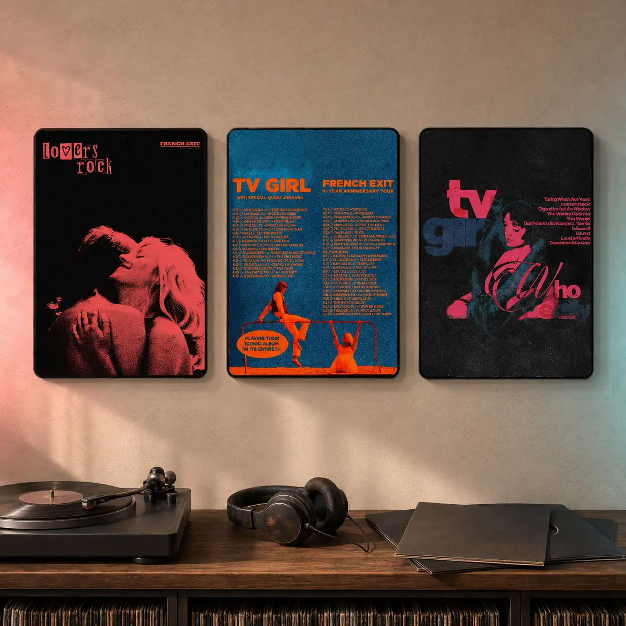 TV Girl Album Cover Canvas Wall Art, Who Really Cares, French Exit & Lovers Rock Music Posters, Indie Pop Retro Y2K Aesthetic Decor for Bedroom Living Room Dorm Apartment Bar or Studio, HD Waterproof Statement Prints, Trendy Gift for Album Collectors