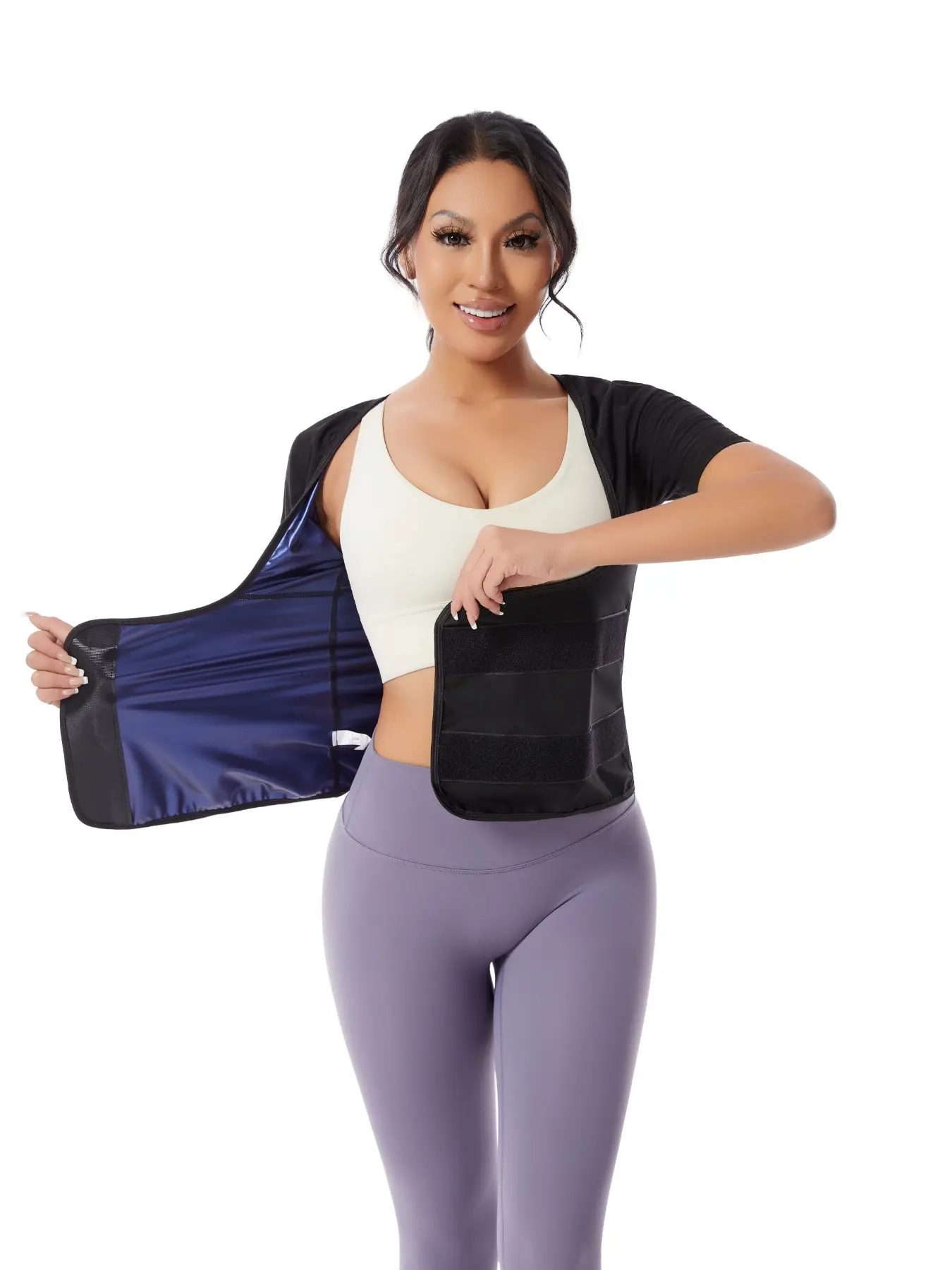 Women's Sporty Sweatshirt for Gym, Waist Cinching Short Sleeve Top, Compression Tops, Essential Workout Wear, Perfect for Sitting Fat Reduction, Activewear Sweatshirts